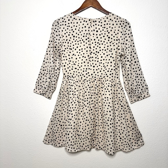 Forever 21 off white black polka dots 3/4 sleeve mini dress size medium - Picture 7 of 11